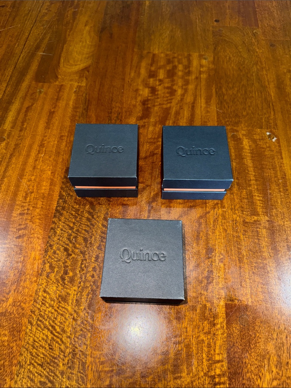 Quince Black Jewelry Boxes with velour jewelry holder inserts - Set of 3